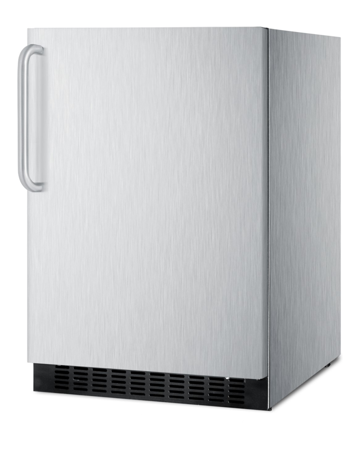 Built-in undercounter all-refrigerator for residential or commercial use, frost-free w/stainless steel wrapped exterior and towel bar handle